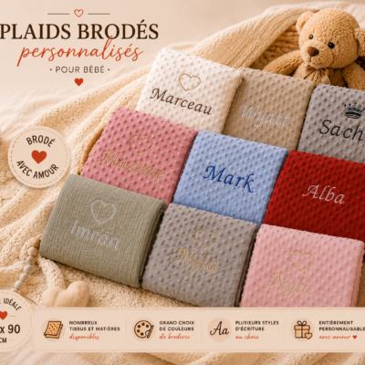 Plaid Brodé Personnalisé - Prénom