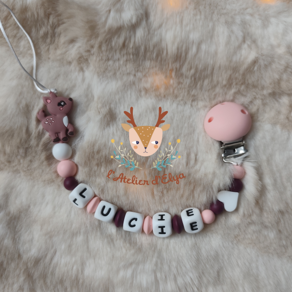 Attache Tétine Biche Personnalisé - Plusieurs modèles