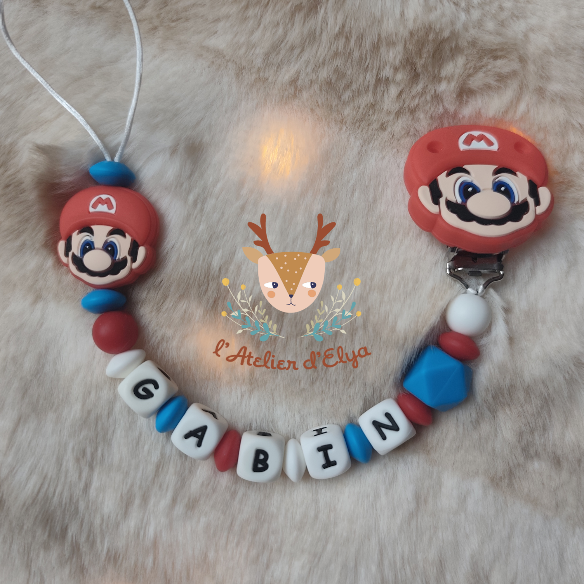 Attache Tétine Mario Personnalisé - Plusieurs modèles