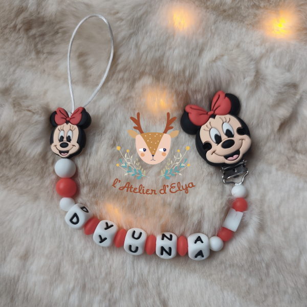 Attache Tétine Tête de Minnie Personnalisé - Plusieurs modèles