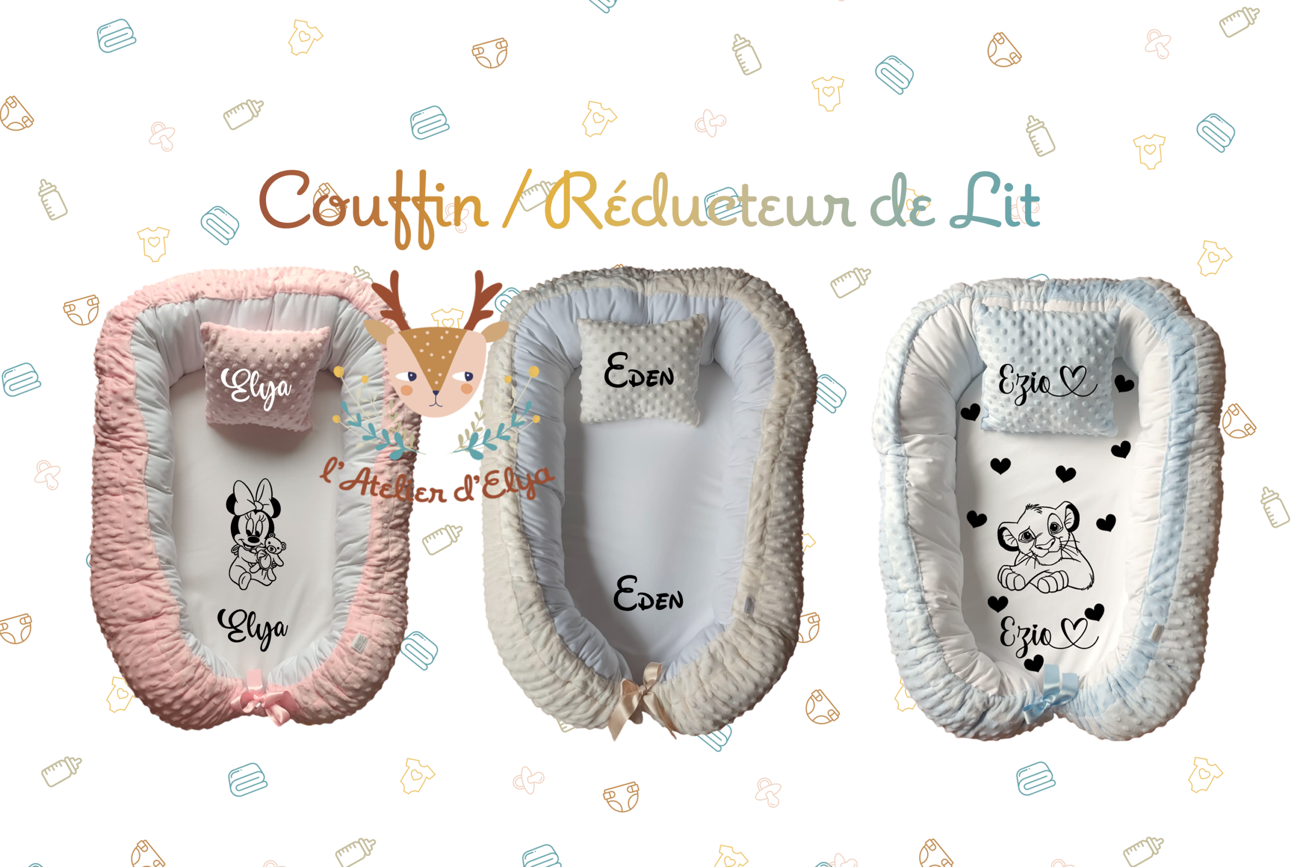 Couffin / Réducteur de Lit Univers Animaux - Floquage, Plusieurs modèles – Image 2