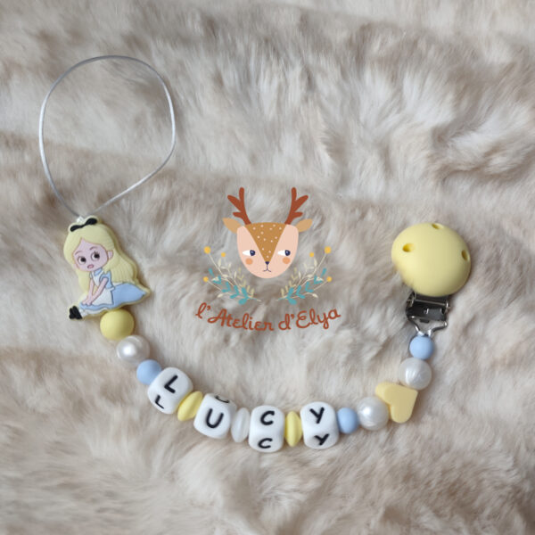 Attache Tétine Alice Personnalisé - Plusieurs modèles
