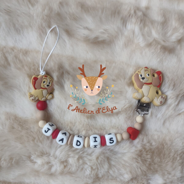 Attache Tétine Belle & Le Clochard Personnalisé - Plusieurs modèles