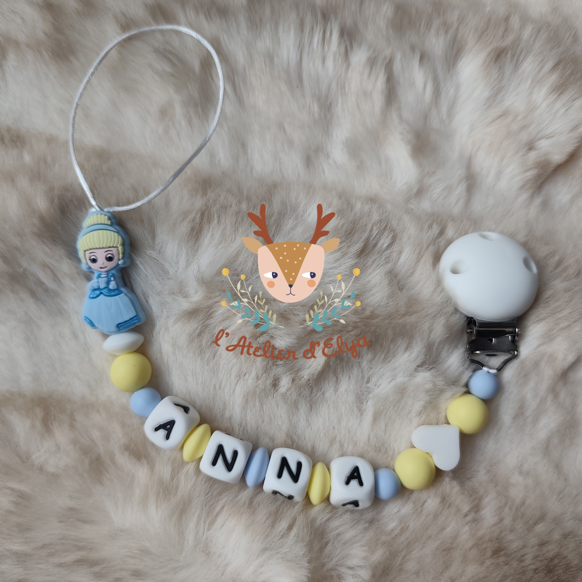 Attache Tétine Cendrillon Personnalisé - Plusieurs modèles