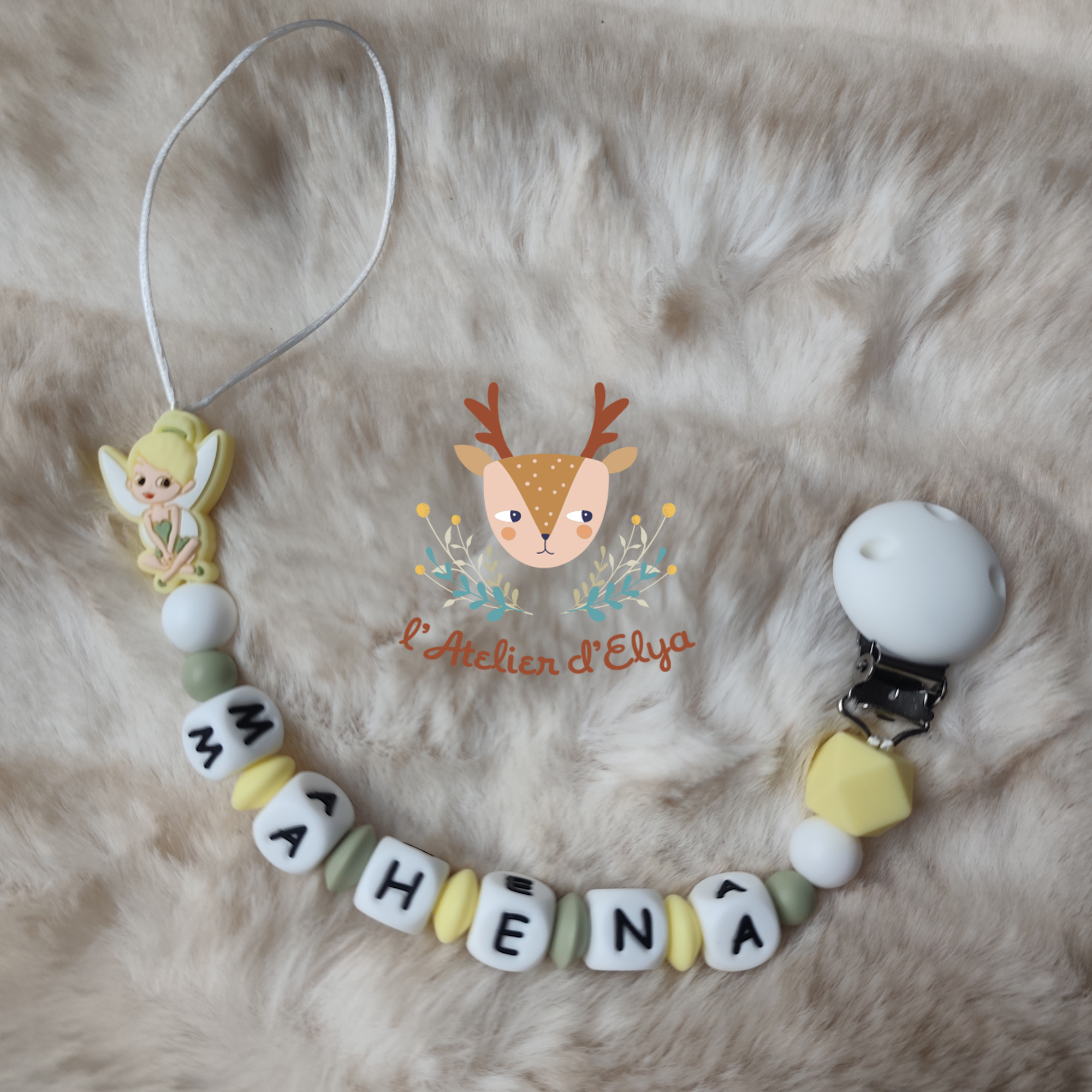 Attache Tétine Fée Clochette Personnalisé - Plusieurs modèles