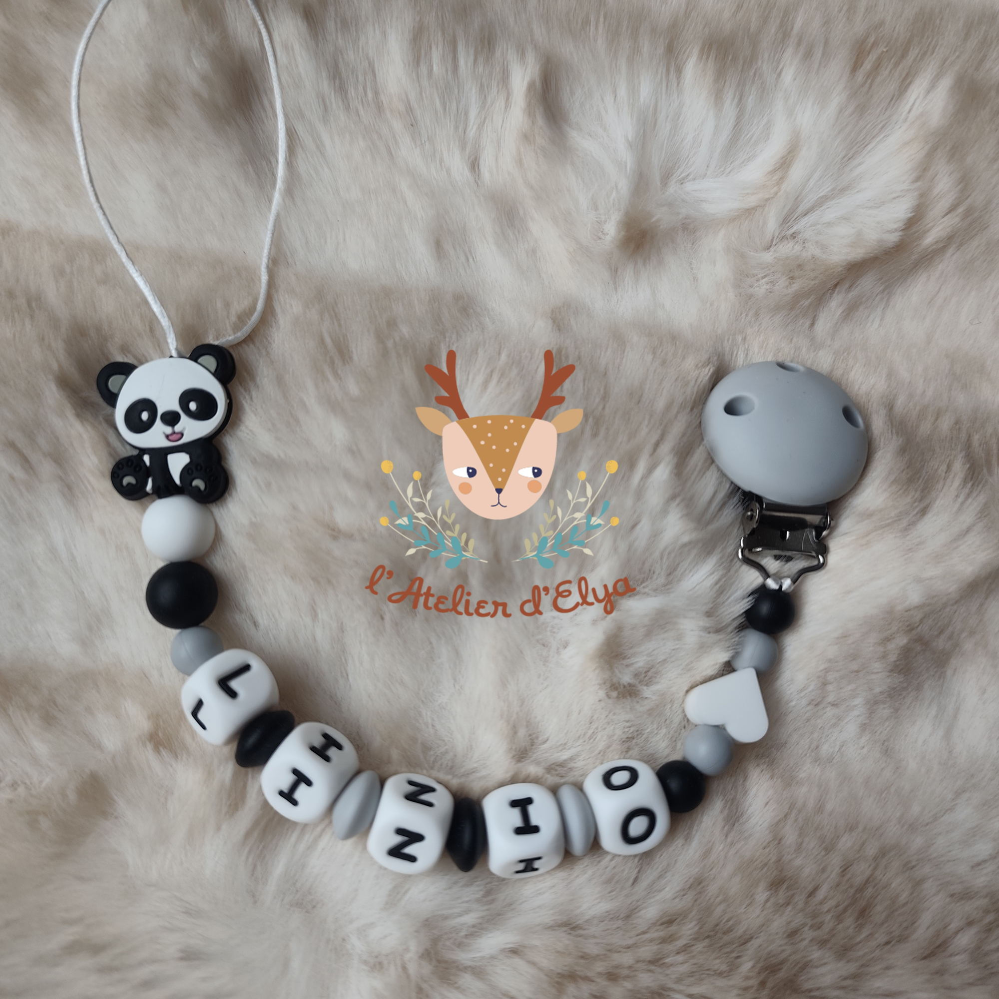 Attache Tétine Panda Personnalisé - Plusieurs modèles