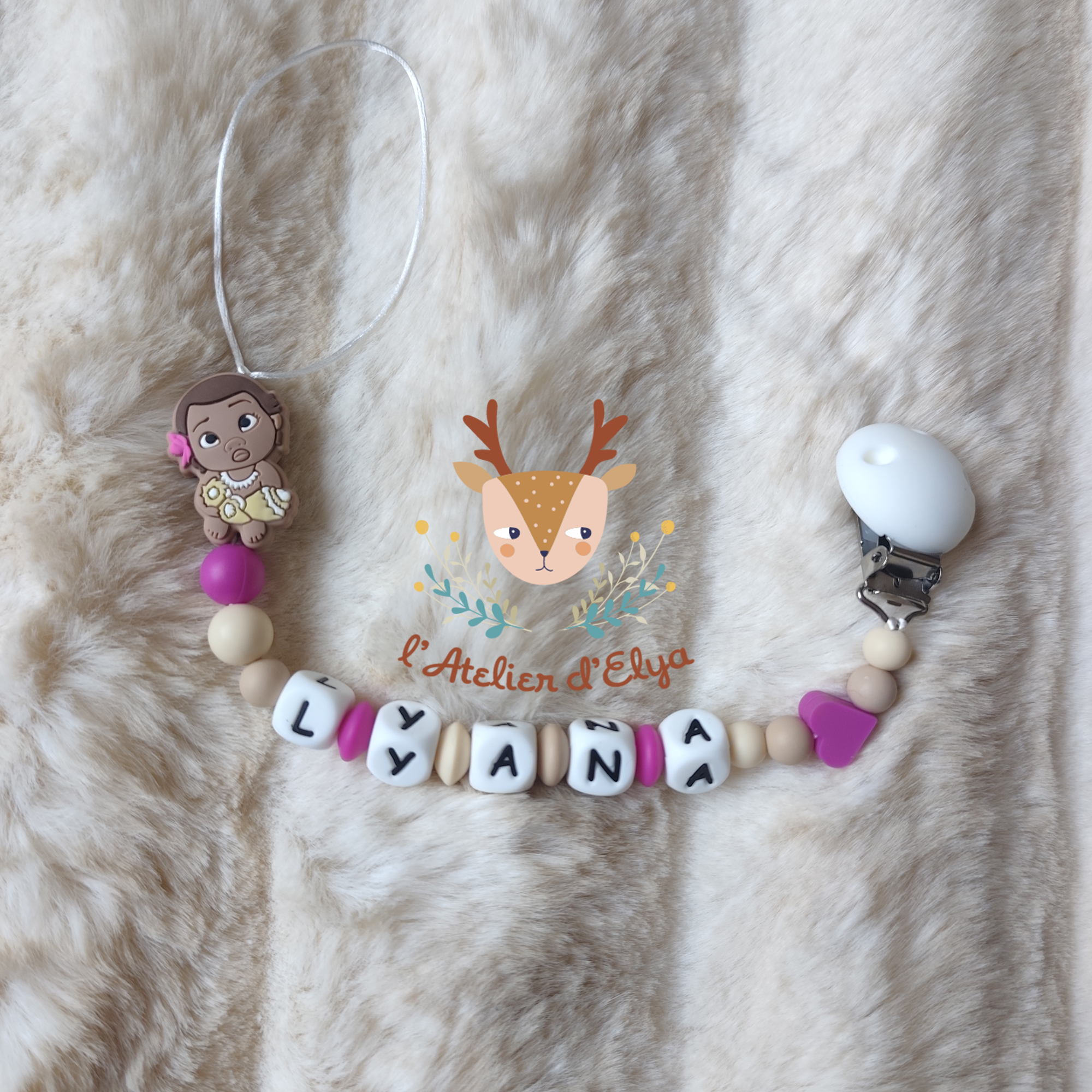 Attache Tétine Vaiana Personnalisé - Plusieurs modèles