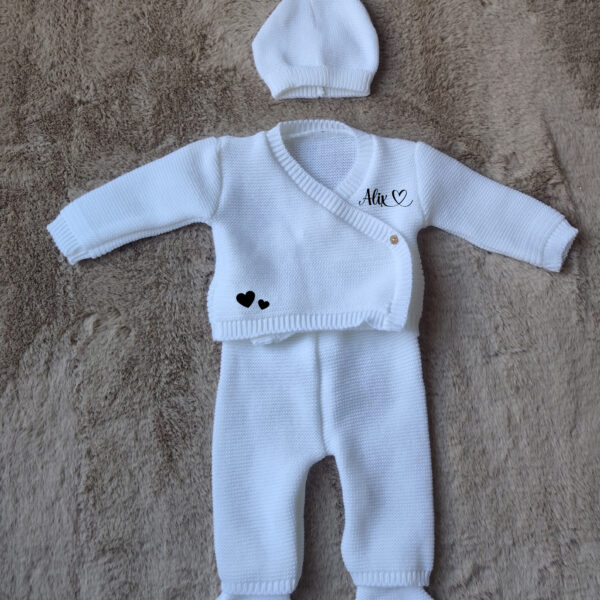 Tenue en Maille personnalisée - 0/3mois , plusieurs coloris