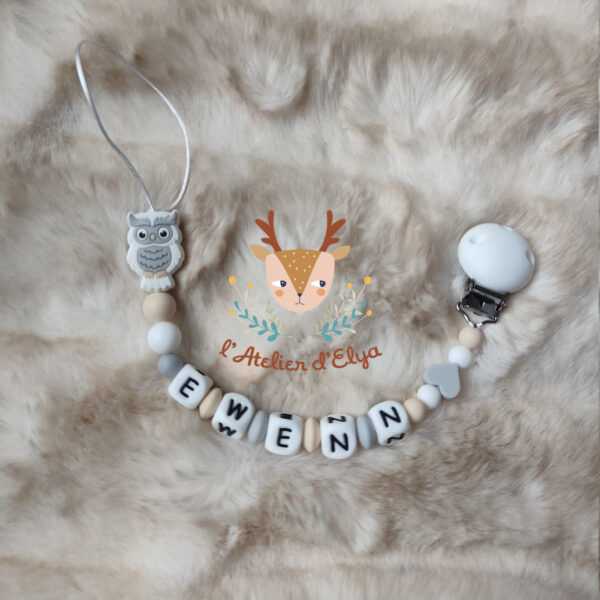 Attache Tétine Chouette Hiboux Personnalisé - Plusieurs modèles