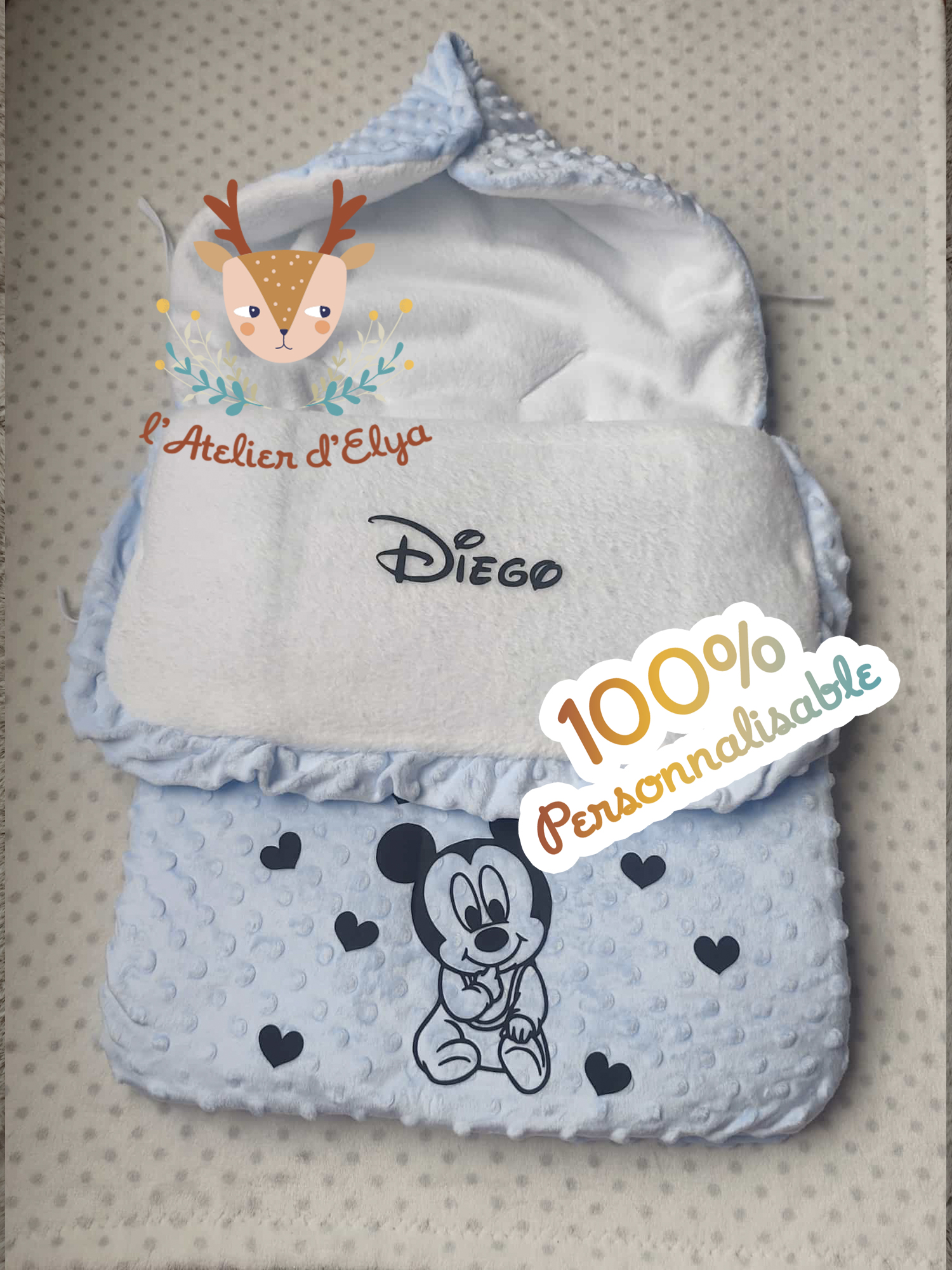 Nid d'Ange Mickey Personnalisé - Floquage, Plusieurs Coloris