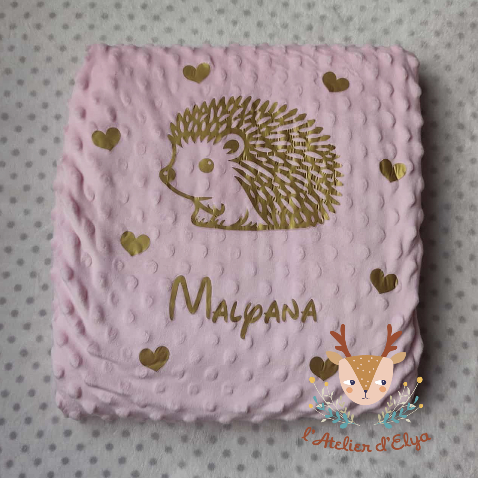 Plaid Hérisson Niglo Personnalisé - Floquage, Plusieurs Coloris