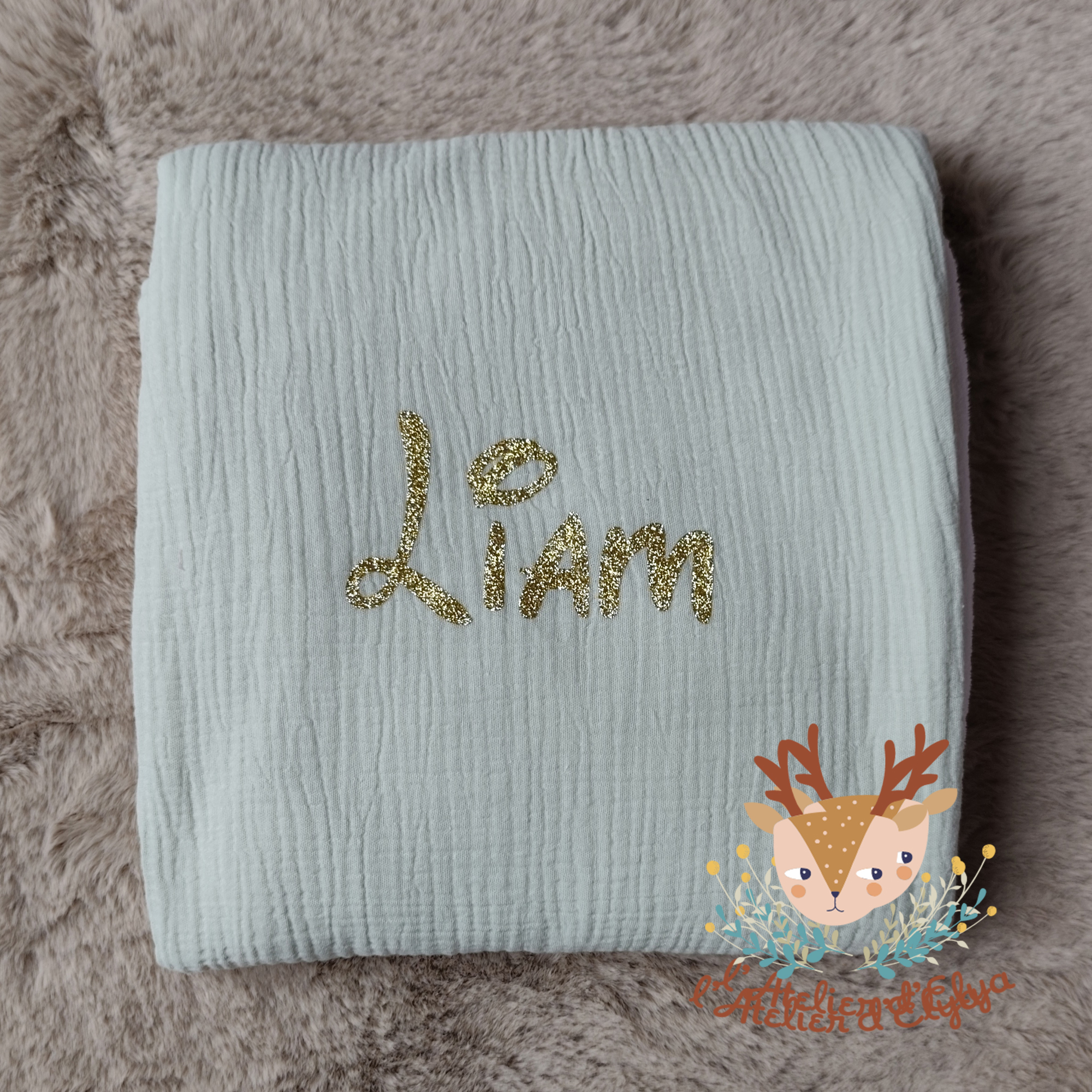 Plaid Prénom Personnalisé - Floquage, Plusieurs Coloris – Image 3