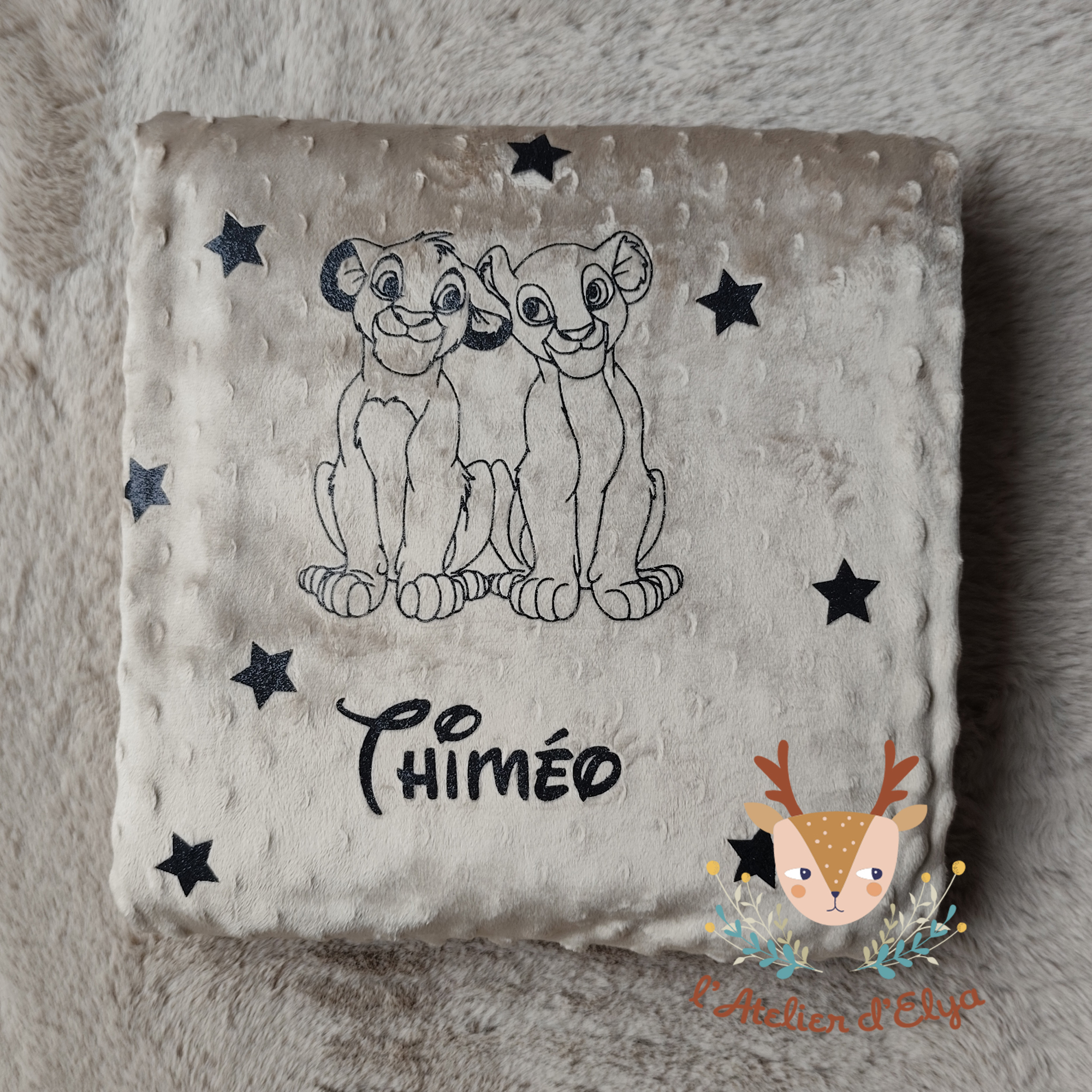 Plaid Simba & Nala Personnalisé - Floquage, Plusieurs Coloris