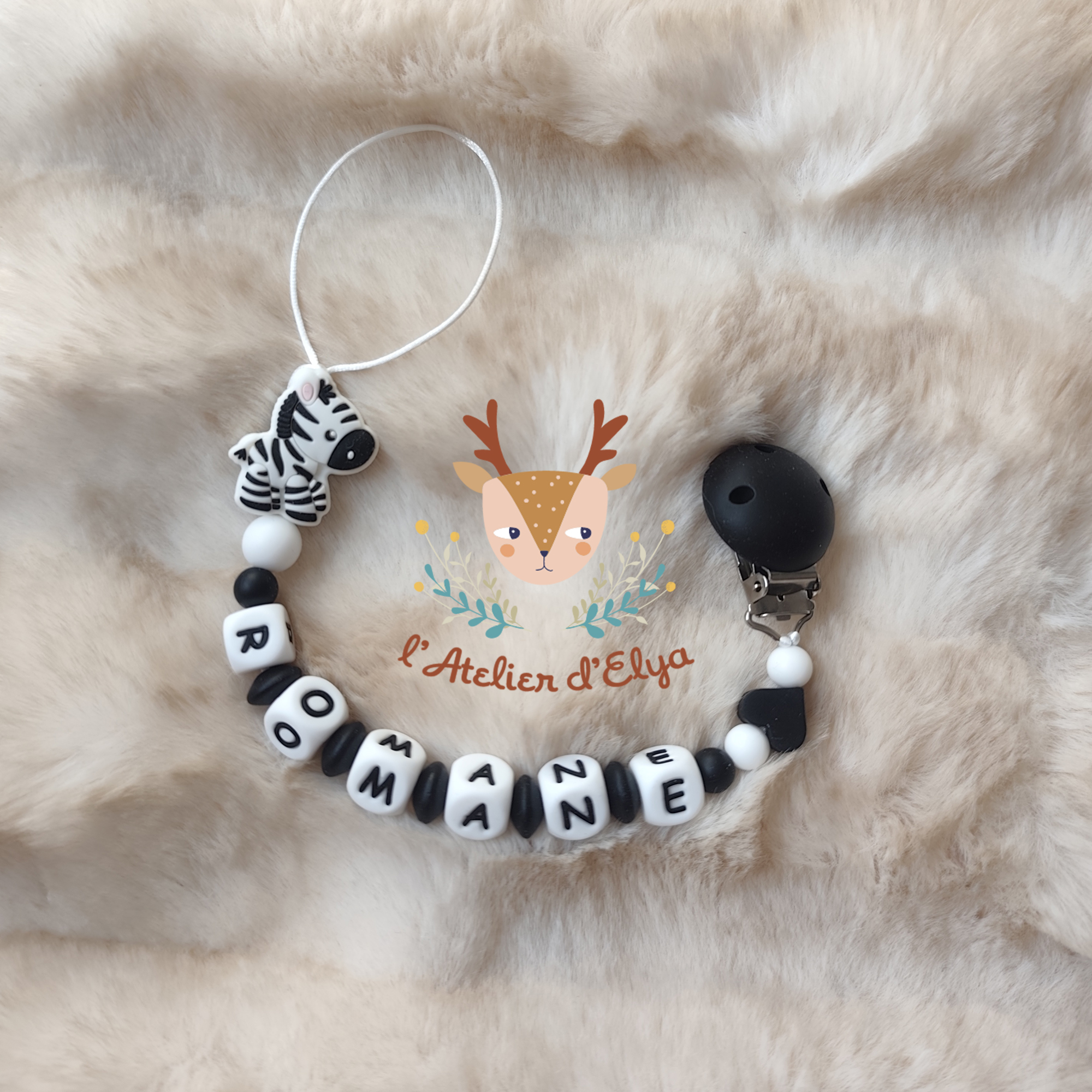 Attache Tétine Zèbre Personnalisé - Plusieurs modèles