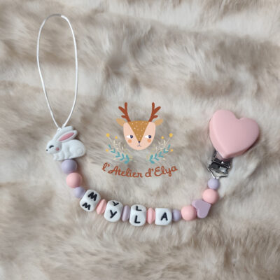 Attache Tétine Lapin Personnalisé - Plusieurs modèles