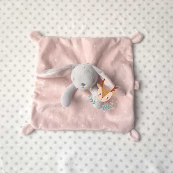 Doudou Lapin Rose Personnalisé