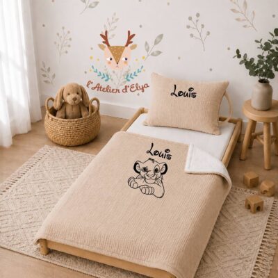Kit Sieste  Drap, Plaid, Taie d'Oreiller – Floquage, Plusieurs Coloris