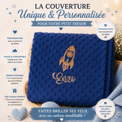 Plaid Univers Espace Personnalisé - Floquage, Plusieurs modèles