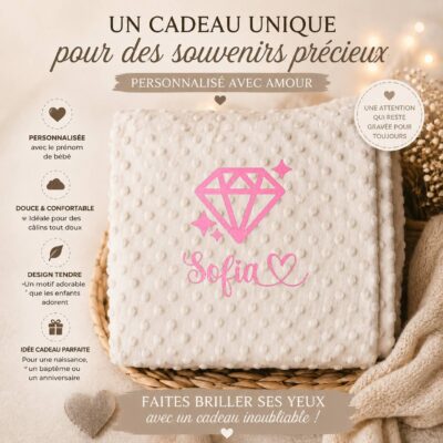 Plaid Univers Girly Personnalisé - Floquage, Plusieurs modèles