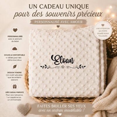 Plaid Univers Couronnes & Feuilles Personnalisé - Floquage, Plusieurs modèles